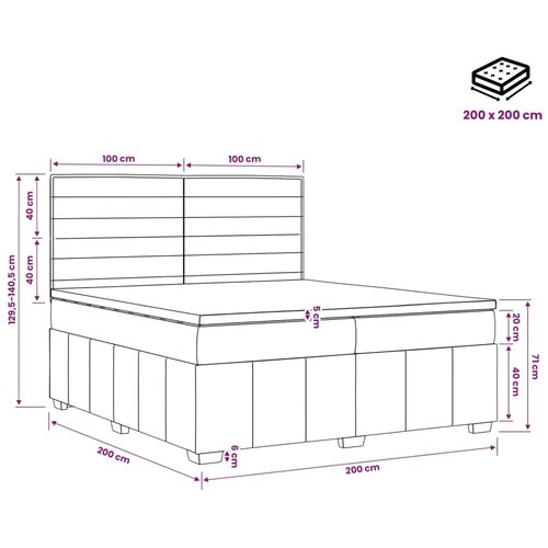 Boxspring krevet s madracem Sivosmeđa 200 x 200 cm Tkanina - Sivosmeđa 200 x 200 cm Dizajn linija Slike