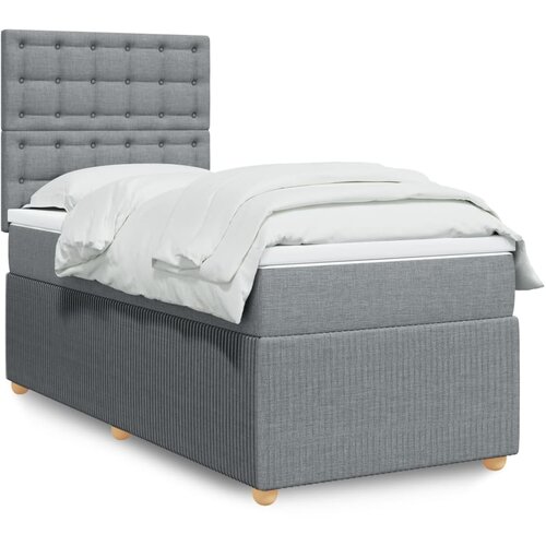 vidaXL Box spring postelja z vzmetnico svetlo siva 90x200 cm blago Cene