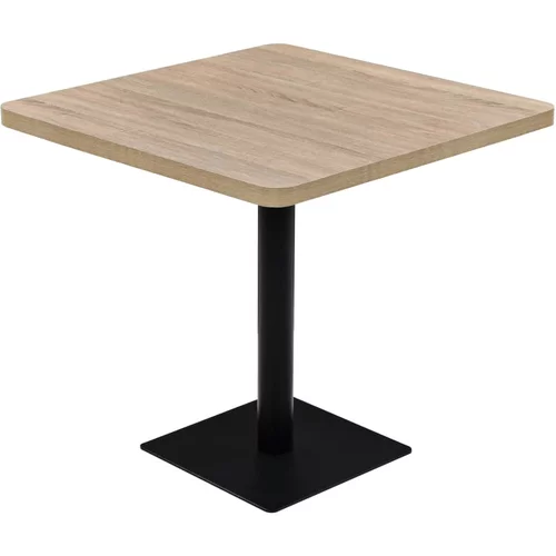 vidaXL Bistro miza iz mediapana in jekla 80x80x75 cm barva hrasta