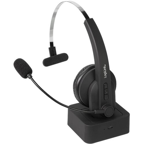 Logilink BT 5.0 mono headset with charging stand, microphone Cene