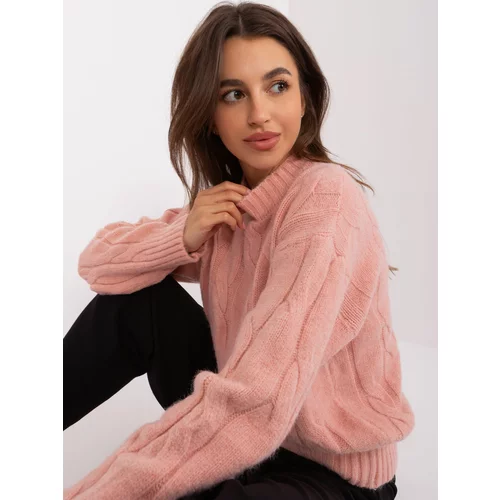 Fashion Hunters Light pink classic sweater with cables