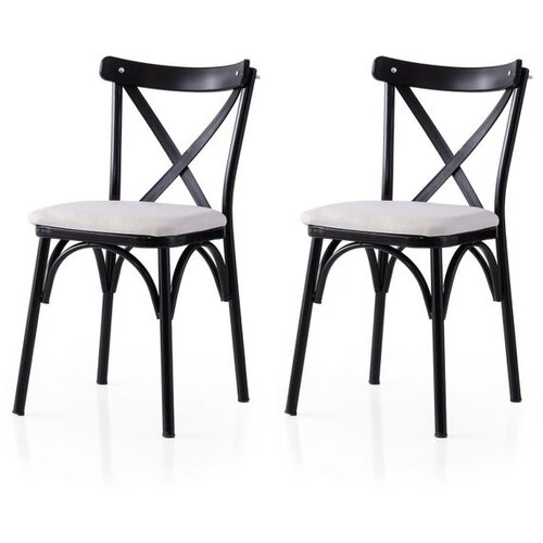 Hanah home Ekol - 286 V2 BlackWhite Chair Set (2 Pieces) Cene
