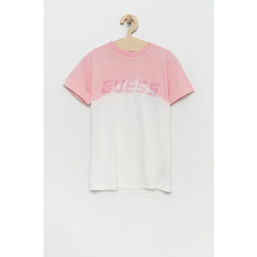 Guess Otroški bombažen t-shirt roza barva