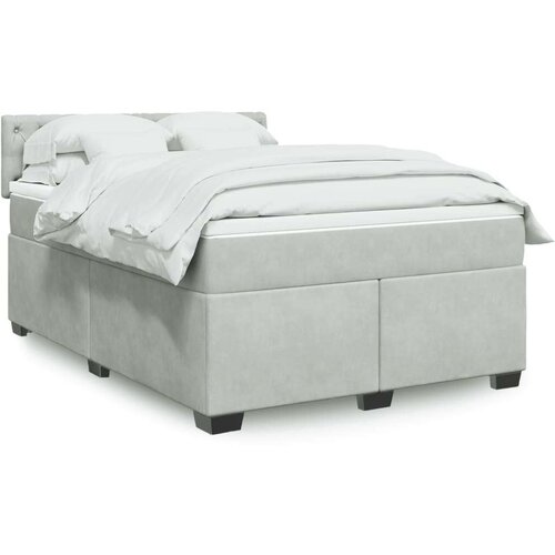 VidaXL Krevet s oprugama i madracem svjetlosivi 140x190 cm bar&amp;scaron;unasti Slike