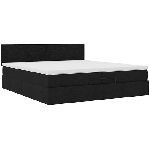 vidaXL Otomanski posteljni okvir z vzmetnico črn 200x200 cm blago Cene