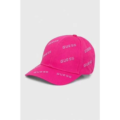 Guess Bombažna bejzbolska kapa vijolična barva