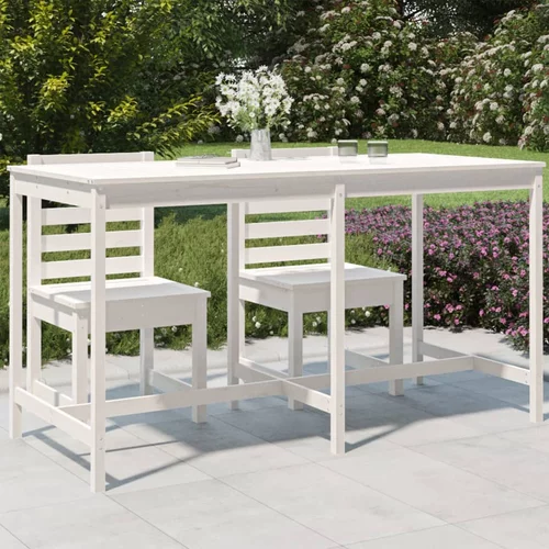  Vrtni stol bijeli 203,5 x 90 x 110 cm od masivne borovine