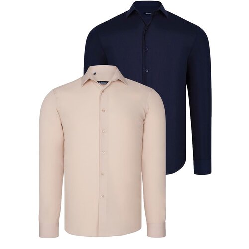 Dewberry DUAL SET G726 MENS SHIRTS-NAVY BLUE-BEIGE Slike