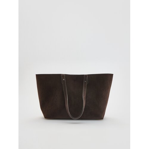 Reserved Torba shopper od umjetne bru&amp;scaron;ene kože - tamnosmeđe Slike