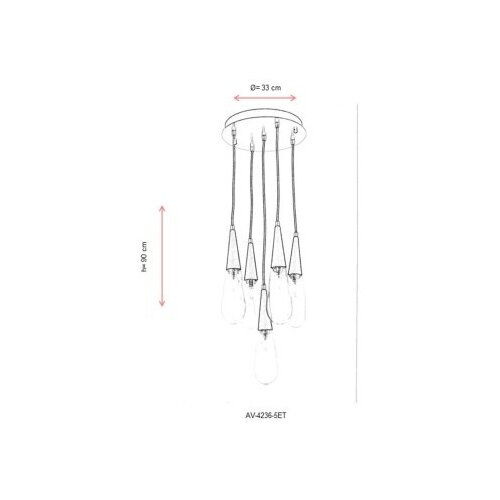 Opviq Luster AV-4236-5ET, 90x33cm, IP20, 220V-240V, Zlatno-crna boja Cijene