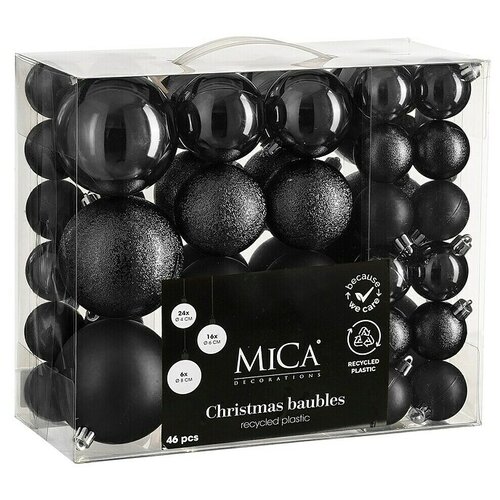 Mica Decorations Božićne kuglice (Crna, Plastika, Promjer: 4 cm - 8 cm, 46 Kom.) Cijene