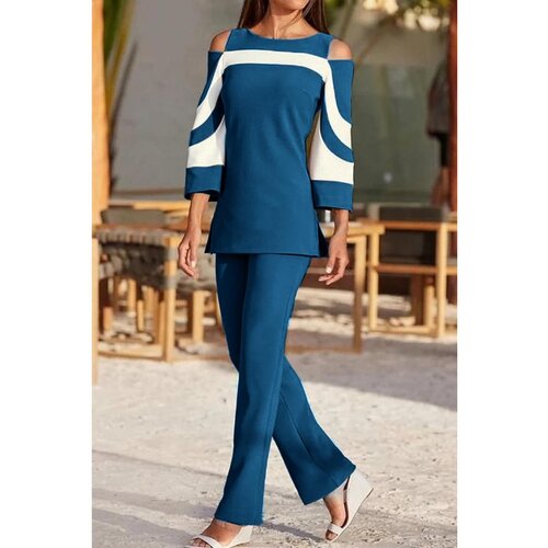 Fenzy Elegantan Komplet Majice I Hlača, Petrol Slike