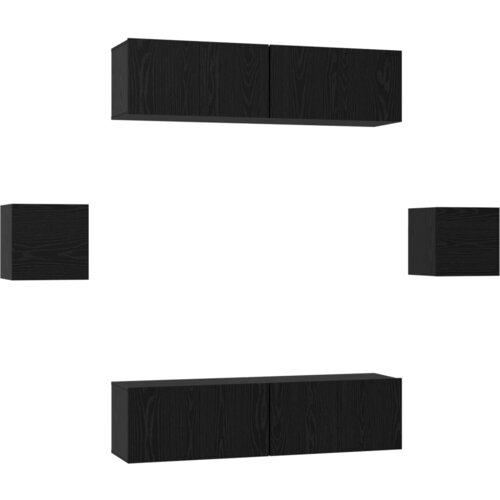 VidaXL Set TV komoda s pohranom s vratima 6 pcs Crni hrast 60 x 30 x 30 cm Slike
