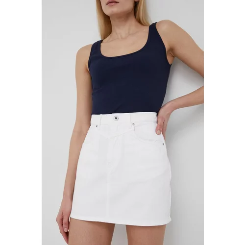 Pepe Jeans Pamučna traper suknja Rachel Skirt boja: bijela, mini, ravna