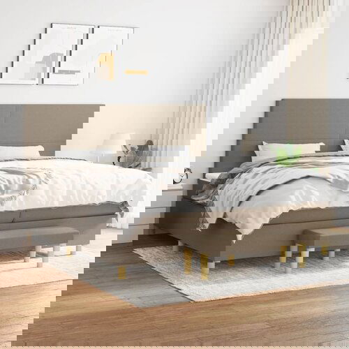 The Living Store Box spring postelja z vzmetnico taupe 200x200 cm blago - Box Spring Postelja, (21514068) Cene
