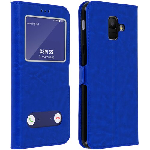 AVIZAR samsung galaxy A6 dual window clear view etui s stojalom za video - moder, (20615803) Cene