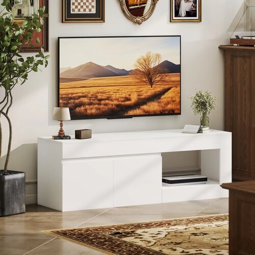  TV ormarić s 2 vrata i pretincem za TV do 60 inča 140x40x48 cm bijeli Slike