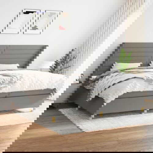 The Living Store Box spring postelja z vzmetnico temno siva 200x200 cm blago - Box Spring Postelja, (21515731) Slike
