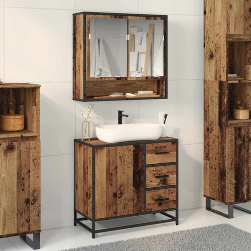VidaXL Set namje&amp;scaron;taja za kupaonicu 2 pcs Staro drvo 65 x 33 x 60 cm Slike