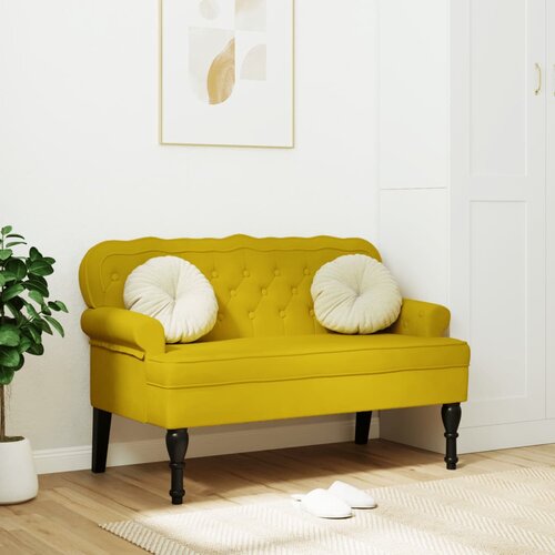 vidaXL Klupa s naslonom žuta 119 5 x 64 5 x 75 cm baršunasta Cijene