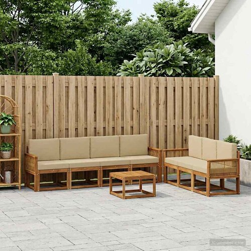  Set vanjskih sofa s jastukom 8 pcs Prirodna i bež Poliester Cene