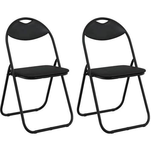  Sklopiva stolica 2 pcs Crna 48 x 43 5 x 81 cm Lažna koža - Crna 2 Slike