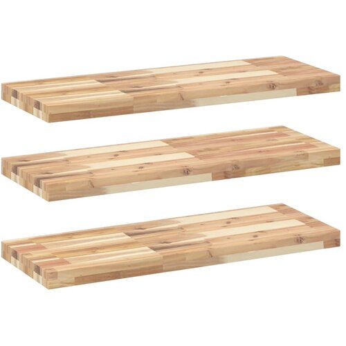 VidaXL Plutajuće police 3 kom 80x30x4 cm Neobrađeno puno drvo akacije - Prirodna 80 x 30 x 4 cm 3 1 Slike