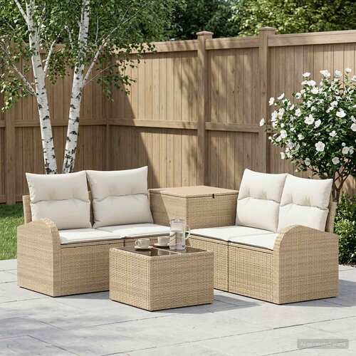  Set sofe 6 kom. Bež i krem bijela Poli Rattan i čelik Cene