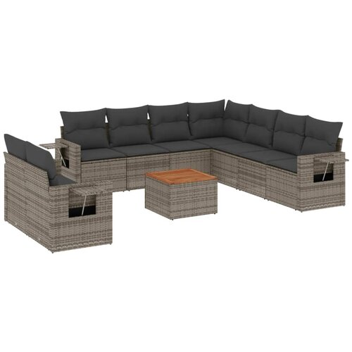Maison Chic Seti vrtnega pohištva - Vrtna garnitura - Vrtni pohištvo set 10-delna z blazinami siv poli ratan, (21811744) Cene