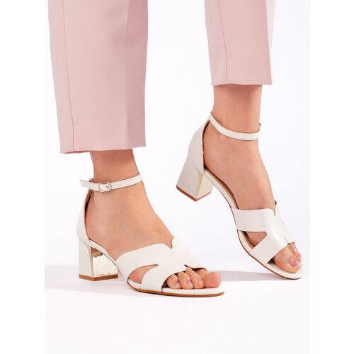 Shelvt Women&amp;#039;s white heeled sandals Slike