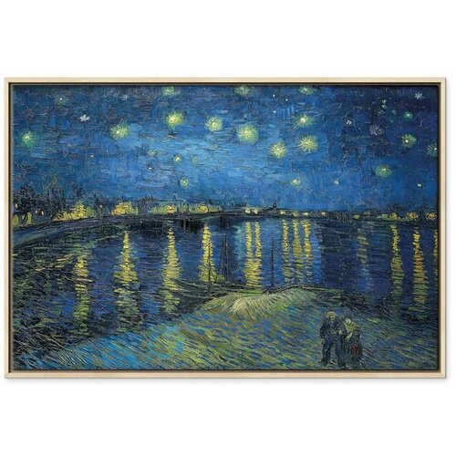  Slika - Vincent van Gogh &amp;ndash; Starry Night Over the Rh&amp;ocirc;ne 60x40 U prirodnom drvenom okviru Slike