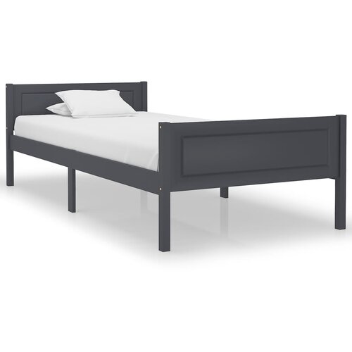 VidaXL Posteljni okvir iz trdne borovine siv 100x200 cm Slike