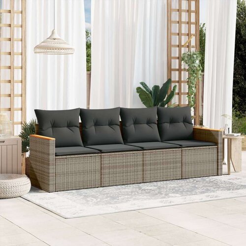  4-dijelni set vrtnih sofa od poliratana s jastucima sivi Cijene