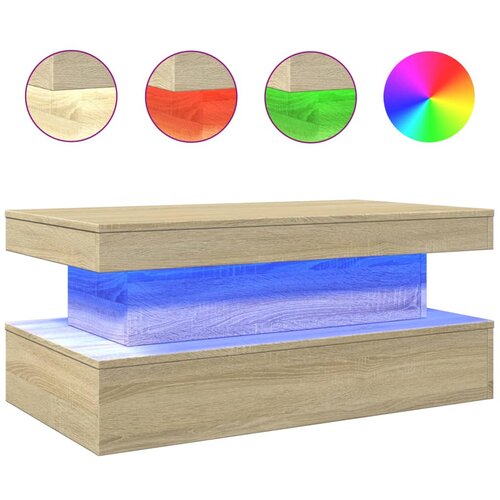vidaXL Stolić za kavu s LED svjetlima boja hrasta 90 x 50 x 40 cm Cijene