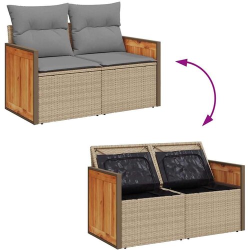 vidaXL 7-dijelni set vrtnih sofa s jastucima bež od poliratana bagrem Cene