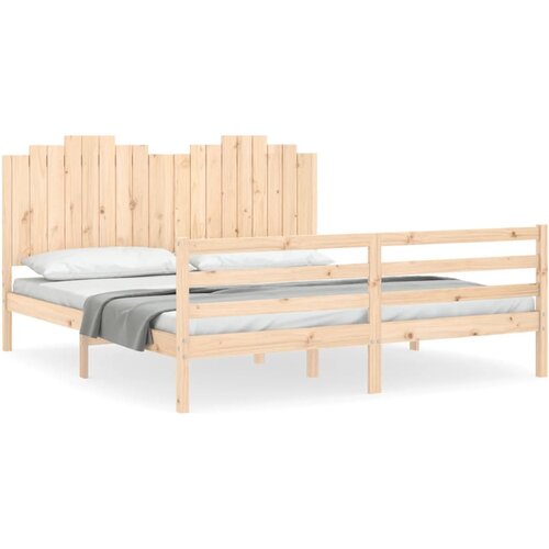 Maison Chic Posteljni Okvir - Dvoposteljna postelja z vzglavjem trden les, (22080180) Cene