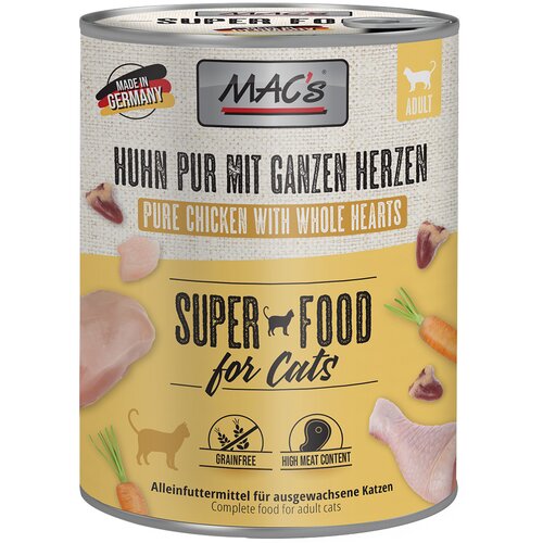MAC&amp;#039;s Varčno pakiranje MAC&amp;acute;s Cat 12 x 800 g - ČISTI pi&amp;scaron;čanec &amp;amp; cela perutninska srca Slike