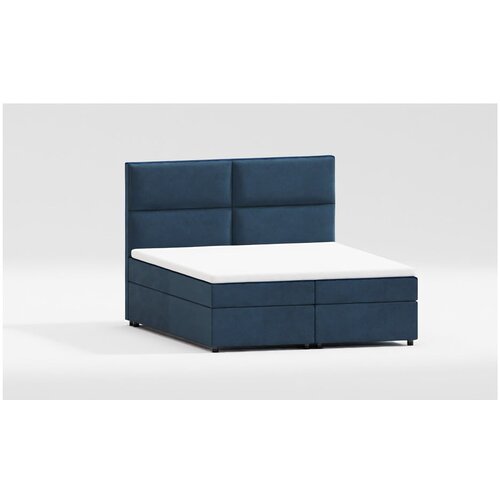 Ropez Temno modra boxspring postelja s prostorom za shranjevanje 140x200 cm &amp;ndash; Slike
