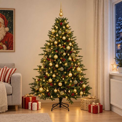  Umjetno božićno drvce s kuglicom 210 cm 300 LED lampica Slike