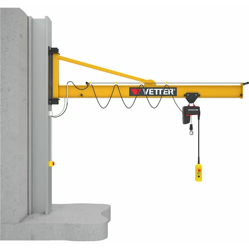 Vetter Stenski vrtljivi žerjav PRAKTIKUS PW, z električnim verižnim dvigalom HF, nosilnost 125 kg, domet 3 m, glavni in fini dvig 8/2 m/min