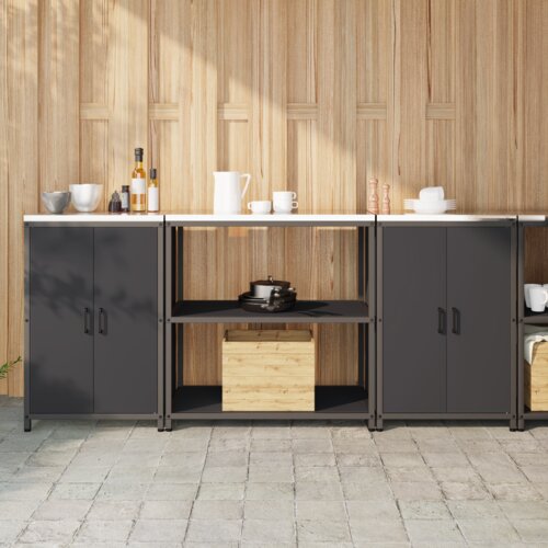 VidaXL Kuhinjski set za shranjevanje 3 pcs Črna 210 x 50 x 92 cm Slike