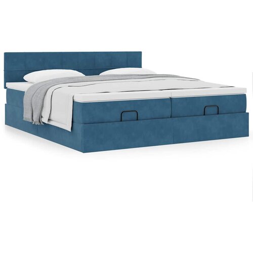vidaXL Otomanski posteljni okvir z vzmetnicami moder 200x200cm žamet Cene