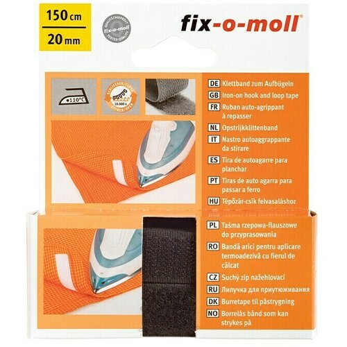 Fix-o-moll kombinirani komplet čičak trake (d x š: 150 x 20 mm, crne boje, lijepljenje glačanjem) Cijene