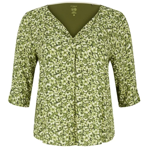 Tom Tailor Women + Bluza kremna / oliva / svetlo zelena