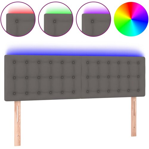 Maison Chic led posteljno vzglavje - vzglavna omarica - nočna omarica sivo 144x5x78/88 cm umetno usnje, (21708753) Slike