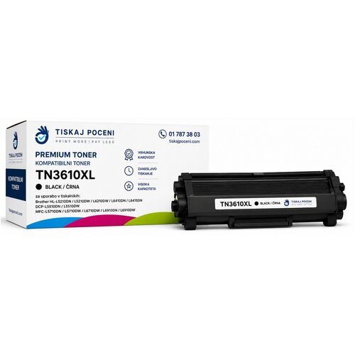  Kompatibilni toner za Brother TN3610XL za HL-L5210DN, HL-L5210DNT, HL-L5210DNTT, HL-L5210DW, HL-L5210DWT, HL-L6210DW, HL-L6410DN, DCP-L5510DW, MFC-L5710DN, MFC-L5710DW, MFC-L6710DW, MFC-L6910DN &amp;ndash; črn Slike