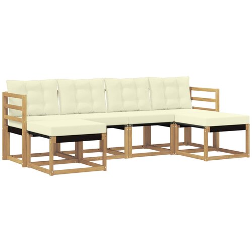 vidaXL Zunanja garnitura za sedenje z blazino 6 pcs Bela in krem, (5000280642) Cene