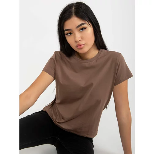 Fashion Hunters Peach brown T-shirt with basic neckline