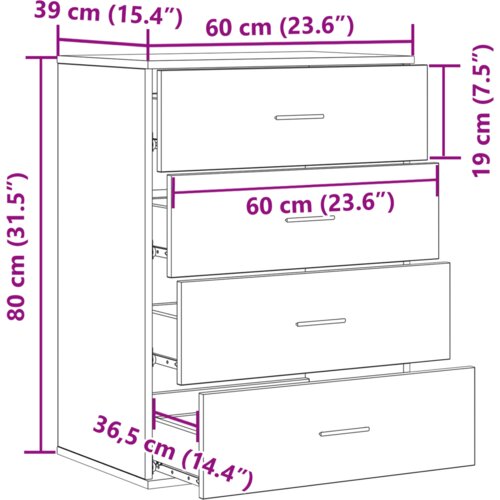  Komoda Staro drvo 60 x 39 x 80 cm Konstruirano drvo Slike