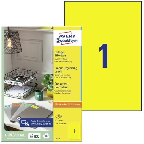  Etikete zweckform 3473 rumene 210x297mm ZWECKFORM Slike